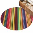 thumbnail image 2 of Washable Round Area Rug Vintage Mexico Colorful Stripe Circle Rugs Floor Carpet for Living Room Bedroom, Abstract Ombre Rainbow Pattern Soft Non Slip Round Rug 3ft, 2 of 9