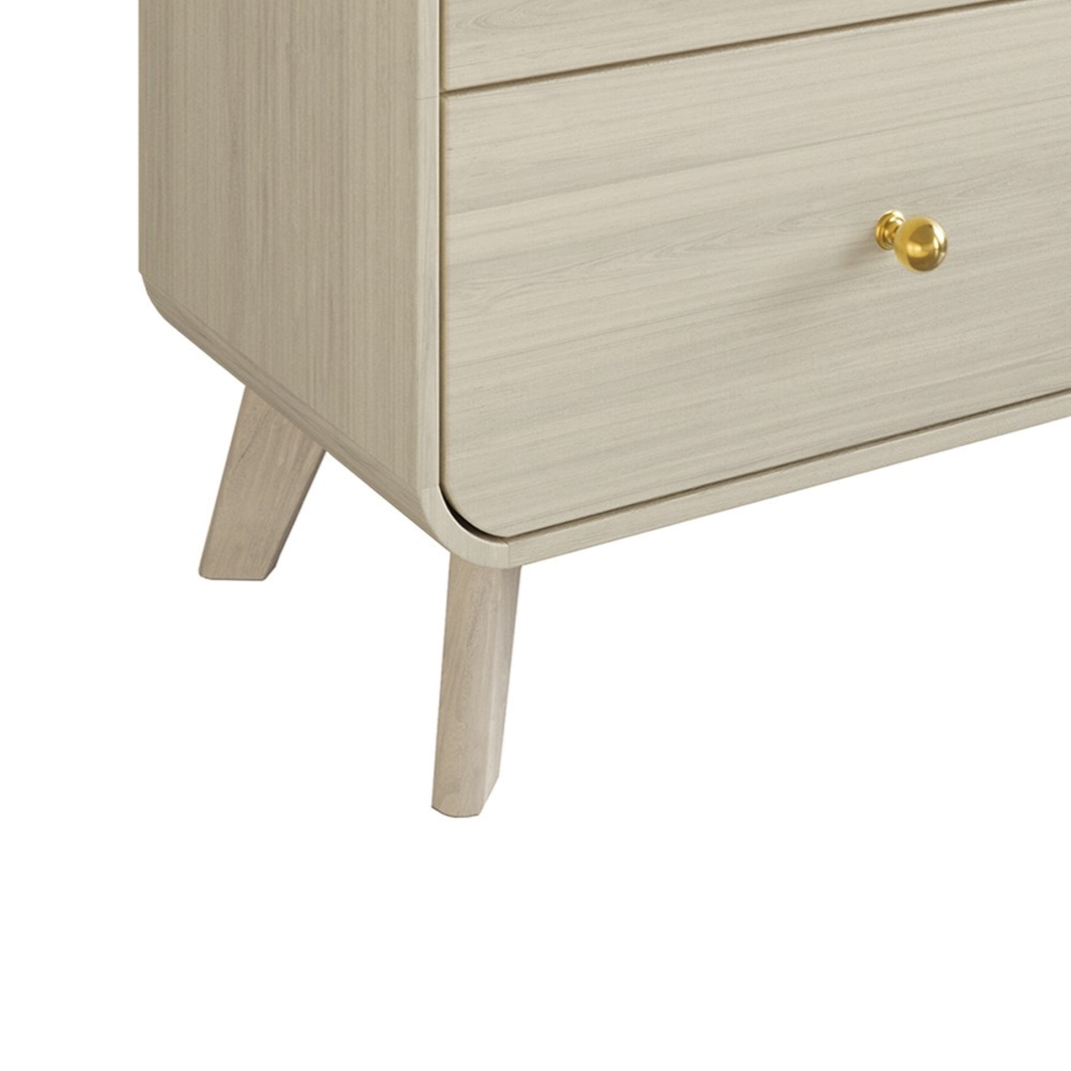 Castle Place Mid-Century 2 Drawer Wooden Nightstand, Natural