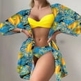 thumbnail image 2 of WREESH Womens Push Up Bikini Sets Fashionista Lady Containing Chest Pad Print Bikini Set Two Piece Swimsuit Beach Bathing Suit Yellow, 2 of 6