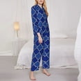 thumbnail image 4 of Bingfone Womens Pajama Sets Blue Gold Grid Lantern Shapes Print,Long Sleeve Loungewear Pajamas Set-Xx-Large, 4 of 9