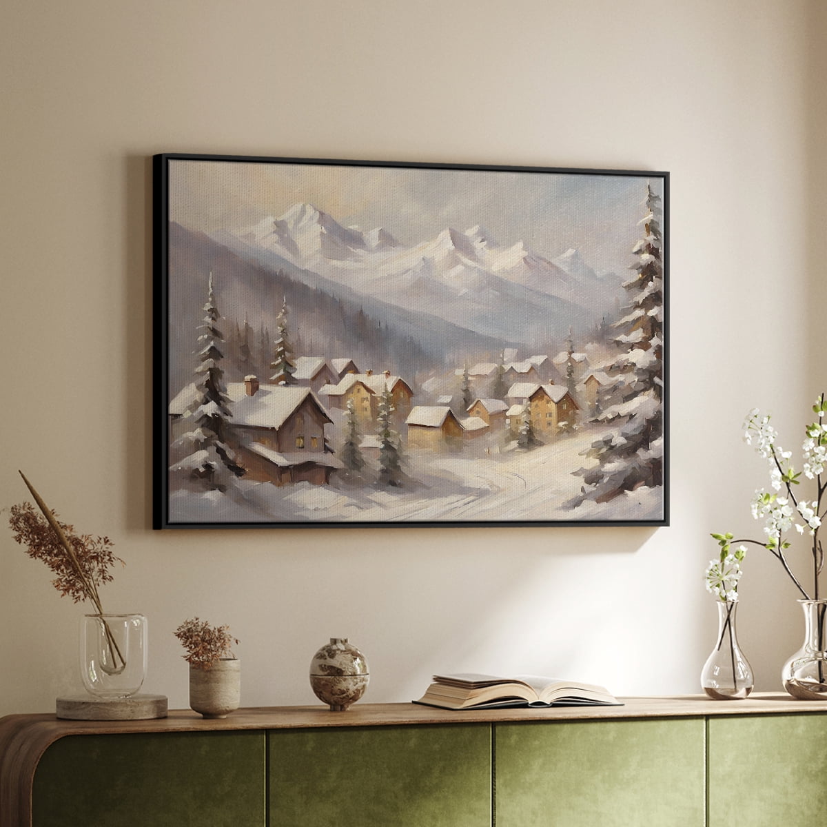 Vintage Landscape-CLXXIX By Wexford Home Framed in Black Wood Gallery Wrapped Canvas 27 in. x 41 in.