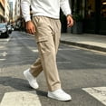 thumbnail image 4 of Trgacdwlo S-5XL Cargo Pants for Men Wide Leg Mens Sweatpants with Pocket Elastic Waist Drawstring Athletic Mens Lounge Pants, 4 of 8
