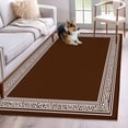 thumbnail image 2 of Coffee Brown Greek Key Large Area Rugs for Bedroom Living Room, Soft Non Slip Carpet Bedside Rug, Geometric Greece Ancient Farmhouse Geo Rectangular Floor Cover Kitchen Accent Rug 4'x6' for Office, 2 of 9