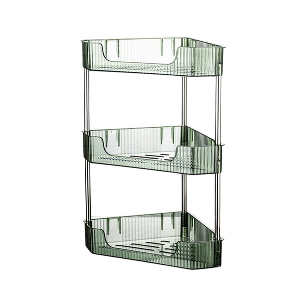 Estante triangular de esquina para encimera de cocina de 3 niveles, para especias, montado en la pared, organizador sin agujeros para platos y condimentos.