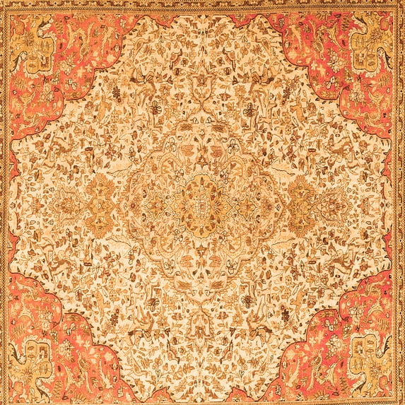 Ahgly Company Indoor Square Persian Orange Traditional Area Rugs, 7' Square