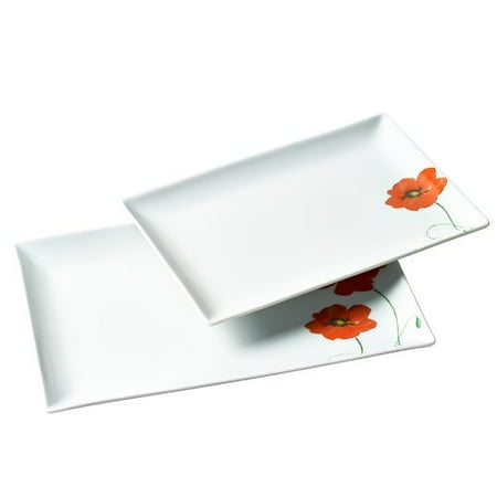 Tabletops Gallery Poppy Rectangular 2 Piece Serving Platters, Floral