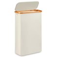 thumbnail image 1 of Cesto de ropa Merkisa Slim con tapa, 60 litros, color beige, con mango de bambú, 1 of 6