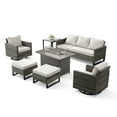thumbnail image 2 of Unnifurnzi Patio Furniture Set with Fire Pit Table-7 Pieces Outdoor Furniture with Outdoor Swivel Rocker Patio Chairs Outdoor Patio Furniture Set for Deck Balcony Garden-Gray/Beige, 2 of 7