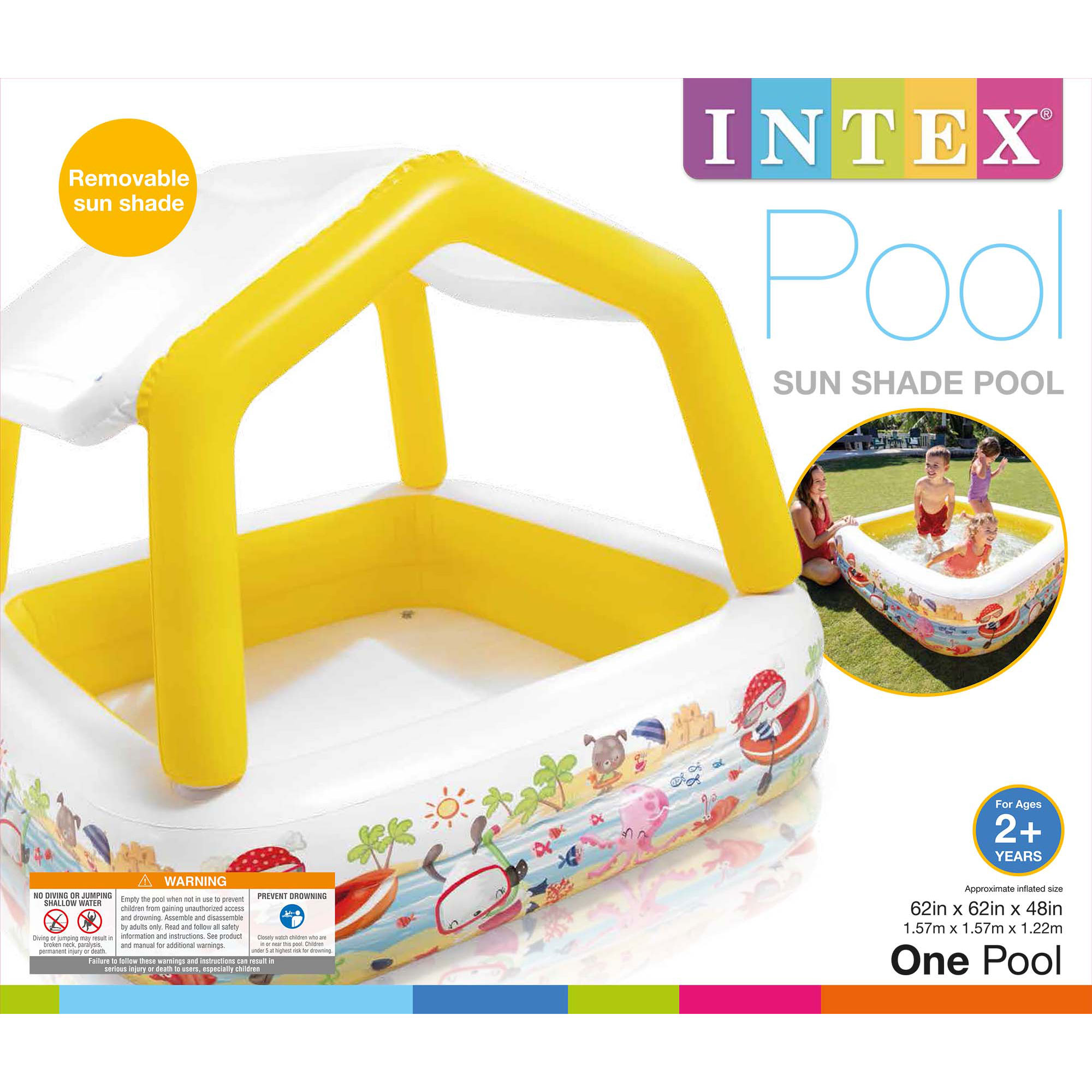 Intex 5ft x 48in Inflatable Ocean Scene Sun Shade Kids Pool With Canopy - image 12 of 12