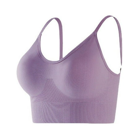 

CAICJ98 Lingerie for Women Women s Beautiful Back Spaghetti Strap Sports Underwear Shockproof Fitness Vest Style Fixed Cup Push Up (Purple S)