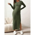 thumbnail image 5 of Long Sleeve Sweater Dress for Fall Winter Baby Shower & Photoshoot - Women'S Pregnancy Maternity Dresses Green S, 5 of 7