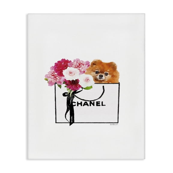Stupell Industries Art Deco Fashion Designer Flower And Pet Dog Purse Watercolor Canvas Art, 16 x 20, by Amanda Greenwood