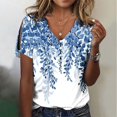 thumbnail image 1 of Fiudx Ofertas Flash Artículos En Oferta Camiseta de Manga Corta con Cuello En V y Estampado Informal para Mujer, Jersey con Botones, Camiseta de Manga Cruzada de Verano, 1 of 5