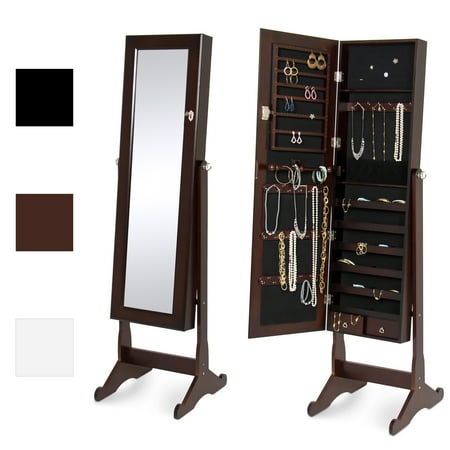 Jewelry Stand Jewelry - Best Choice Products Mirrored Jewelry Cabinet Armoire W/ Stand Rings, Necklaces, Bracelets Brown