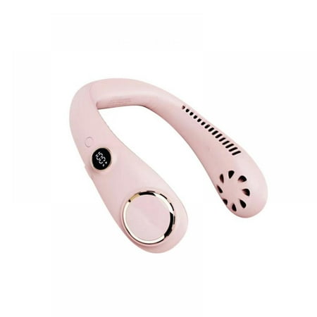 

Portable Neck Fan Hands Free Bladeless Fan 3000 mAh Battery Operated Wearable Personal Fan Leafless Rechargeable Headphone Design USB Powered Desk Fan 3 Speeds-Pink