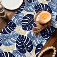 thumbnail image 4 of Table Runners 72 Inches Long, Blue Palm Leaves Cotton Linen Kitchen Dining Coffee Table Runner for Party Home Decor, Farmhouse Summer Beige Tropical Plants Tabletop Dresser Scarves 14x72 Inch, 4 of 9