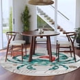 thumbnail image 5 of Christmas Coastal Round Rug 5ft Washable Circle Kitchen Rugs Non Slip Ocean Crab Starfish Conch Wooden Grain Large Area Rug Indoor Floor Carpet for Bedroom Living Room Home Office Dining Room Nursery, 5 of 8