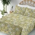 thumbnail image 3 of Ambesonne Floral Boho Fitted & Flat Sheet with Sham 3 Pcs Set, Japanese Spring Floral, Twin, Pale Green Off White, 3 of 5