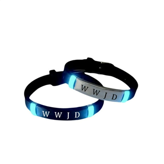 2pcs WWJD Glow in the Dark Bracelets, Religious Inspirational Christian Gift for Women Men, What Would Jesus Do Silicone Sport Wristbands