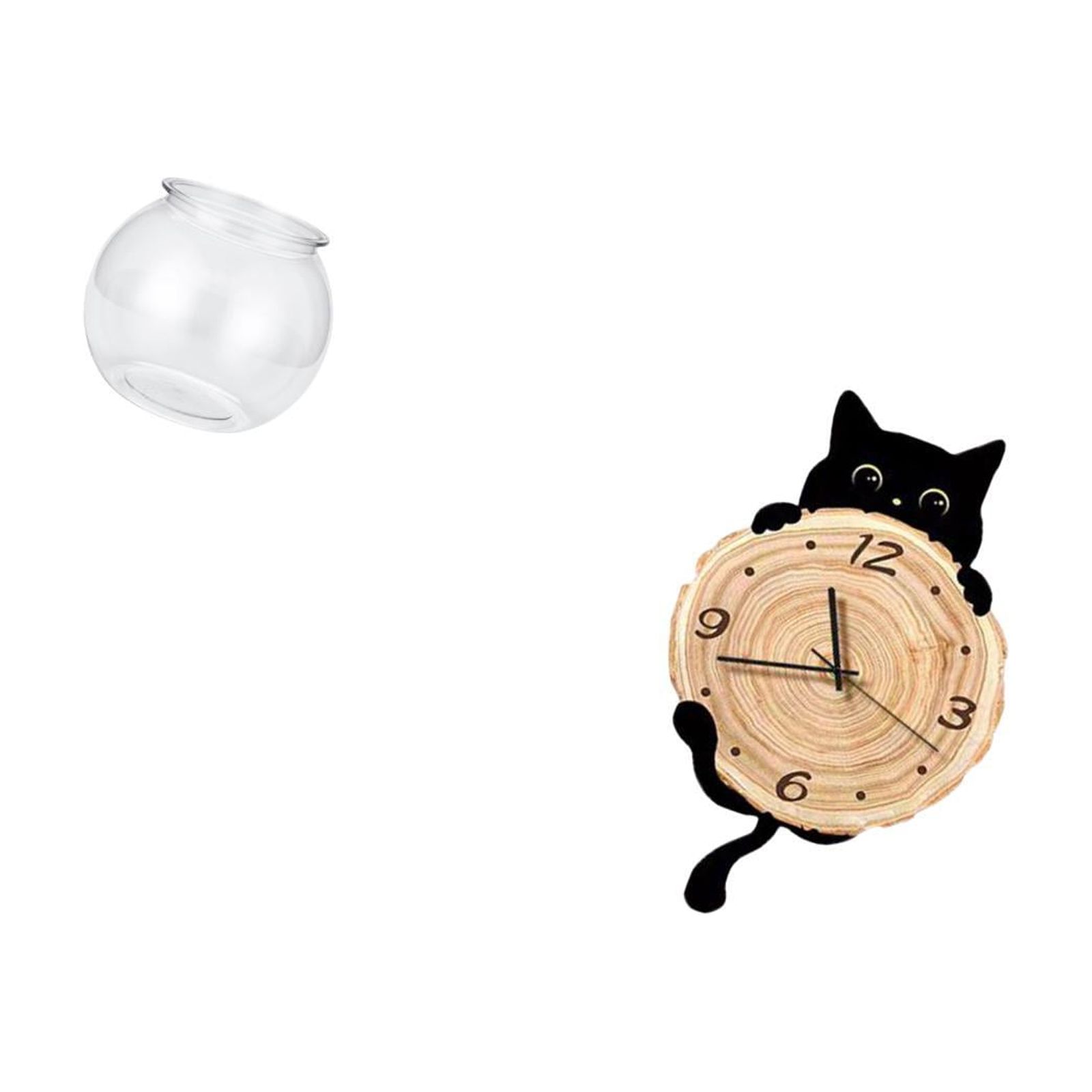 Fish Bowl Vase Desktop Aquarium Tank Wall Clock Unique Design Easy to Place in Office Living Room Bedroom for All Ages