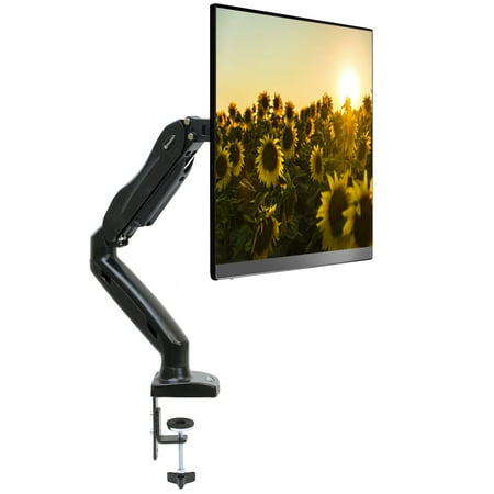 Double Arm Desk Mount - Mountio Full Motion LCD Monitor Arm - Gas Spring Desk Mount Stand for Screens up to 27