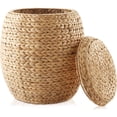 thumbnail image 6 of BOBOKY Round Storage Basket with Lid - Handwoven Water Hyacinth Organizer for Laundry, Blankets, Plants, Bedroom, Living Room, Home Office,Espresso, 6 of 6