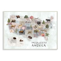 Stupell Industries United States Map Wilderness Animal Illustrations Wall Plaque by Ziwei Li