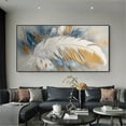 thumbnail image 2 of Large Abstract Gold Texture Oil Painting on Canvas Minimalist Yellow Ripple Acrylic Painting Modern Living Room Wall Art Decor, 2 of 6
