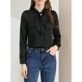 thumbnail image 5 of Allegra K Women's Button Down Shirt Tie Neck Satin Blouse Business Casual Tops, 5 of 6