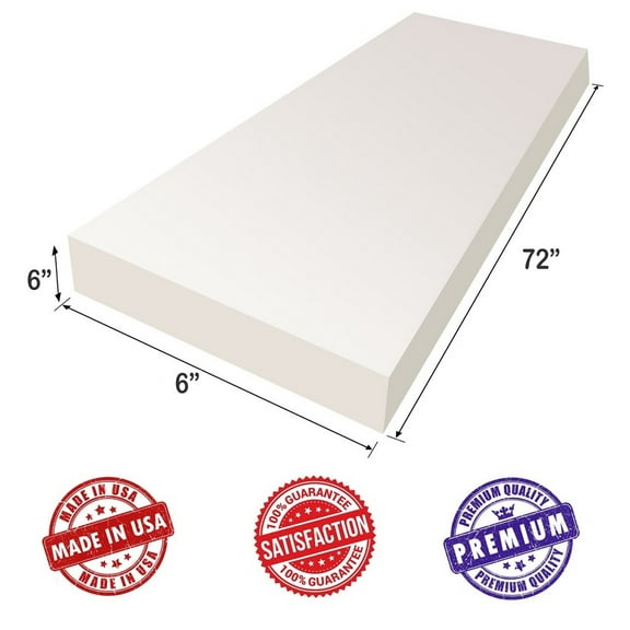 Upholstery Visco Memory Foam Sheet - 3.5 lb Density - Luxury Quality, Good for Sofa Cushion, Mattresses, Wheelchair, Doctor Recommended for Backache & Bed Sores by Dream Solutions USA (6" x 6" x 72")