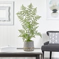 thumbnail image 3 of Nearly Natural 3ft. Ruffle Fern Artificial Tree in Stoneware Planter with Gold Trimming, 3 of 4