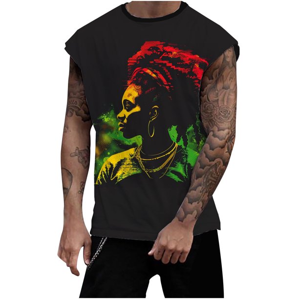 Hombres Moda Casual Impresión Suéter Cuello Redondo Tanque Deportivo