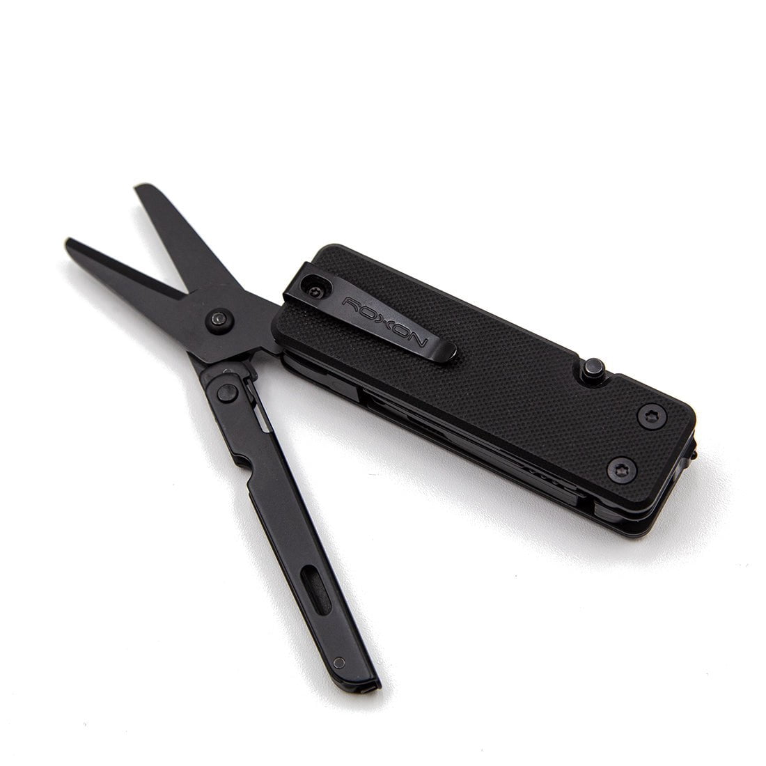ROXON KS2 Elite D2 Blade 13 in 1 Mini Multi Tool function pocket knife with big scissor, G10 handle and Pocket clip, good for Camping/Backpacking/Emergencies/EDC Multitool - BLACK