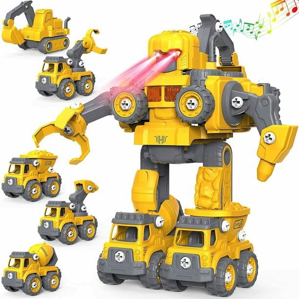 Joyoldelf Toys for Boys, 5 in 1 Construction Transform Robot Toys