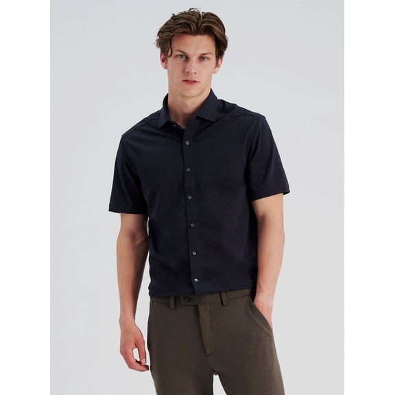 Nice Stuff Men’s Slim Fit Stretch Button-Down Shirt Short Sleeve