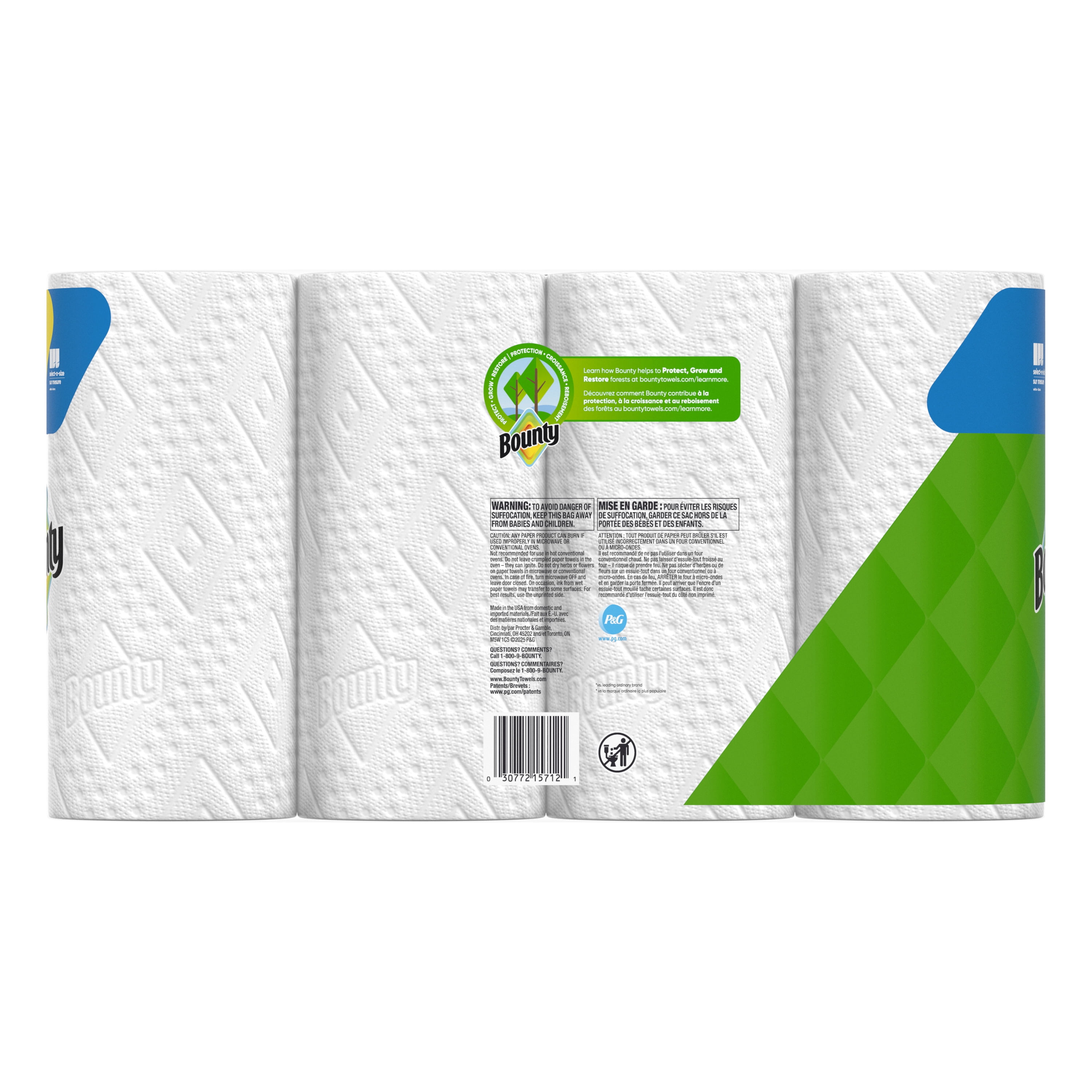 Bounty White Paper Towels Select-A-Size, 4 Double Rolls, 82 Sheets Per Roll