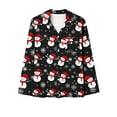 thumbnail image 4 of Lorytime Cute Christmas Pjs Sets for Women Snowman Long Sleeved Collared Tops Elastic Waist Pants Soft Sleepwear, 4 of 4