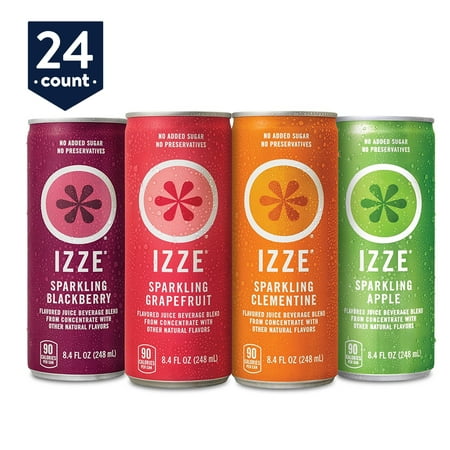 IZZE Sparkling Juice, 4 Flavor Variety Pack, 8.4 oz Cans, 24