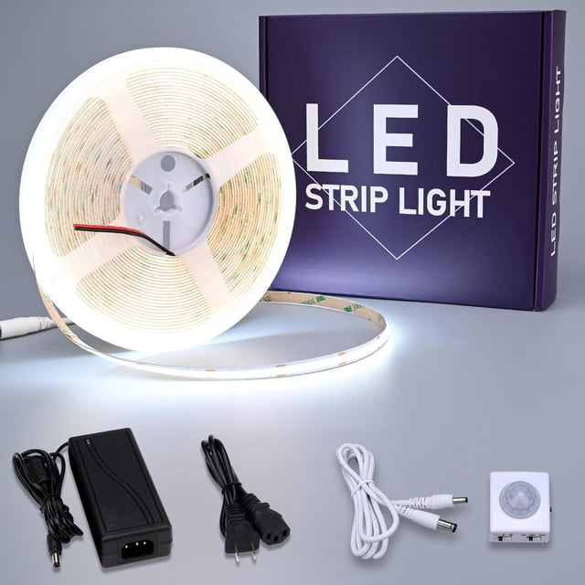 Tira de Luz LED COB GOMING Blanco Frío Sensor de Movimiento para Armarios, Cocina, Escalera, Dormito
