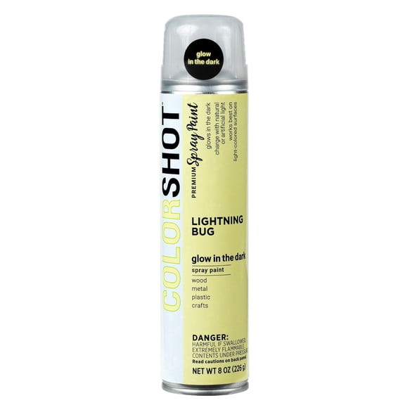 COLORSHOT Glow in the Dark Spray Paint, Lightning Bug (Natural Glow) 8 oz., Fast-Drying Acrylic Paint, Indoor & Outdoor Use