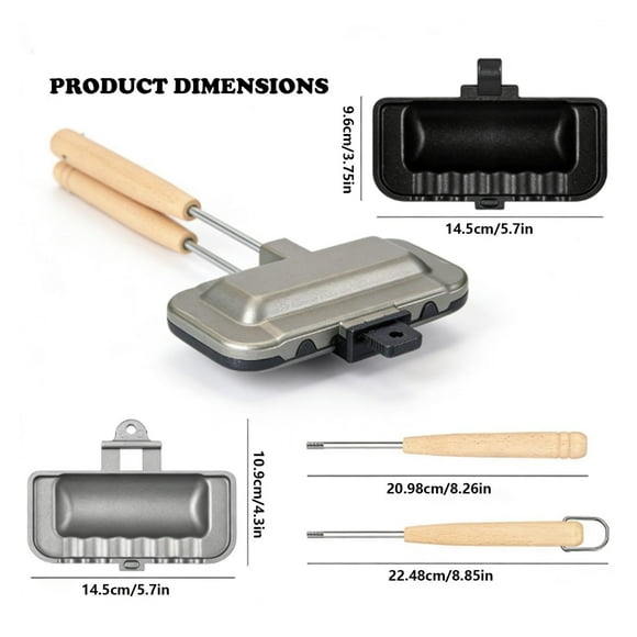 Pisexur Batería de cocina Molde para hornear sándwiches, sartén antiadherente de doble cara, para desayuno doméstico, para tortillas y sándwiches para la cocina del hogar