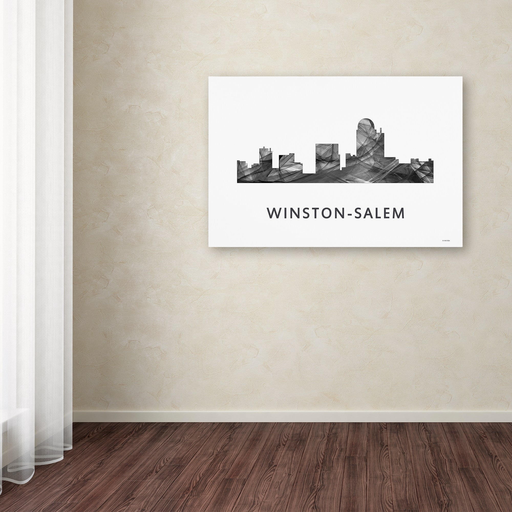 Winston-Salem NC Skyline WB-BW' Canvas Art by Marlene Watson