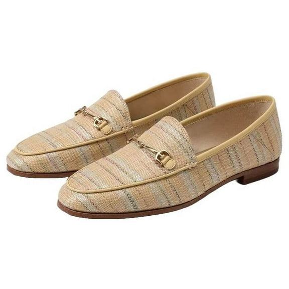 Sam Edelman Loraine Natural Multi Leather Slip-On Chain Detail Vamp Loafers (Natural Multi, 5)