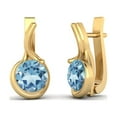 thumbnail image 2 of 5mm Round Blue Topaz English Lock Stud 925 Silver Gold Vermeil Valentines Day Gifts Women Earrings, 2 of 4