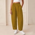 thumbnail image 2 of hoksml Women's Cotton Checkered Elastic Wide Leg Pants with Pockets, Loose Fit Pants for Loungewear and Daily Wear, 2 of 6