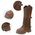 thumbnail image 5 of Fashion Knee High Boots with Fringe Detail Platform Sole Comfortable Side Zipper for Autumn and Winter Footwear, 5 of 9