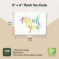 thumbnail image 3 of Sustainable Greetings 120 Pack Thank You Cards with Envelopes - 5 x 4-Inch Multicolor Watercolor Rainbow Font - Blank Inside - Bulk Thank You Notes Set for Weddings & Baby Showers, 3 of 10