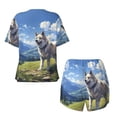 thumbnail image 5 of Lsque Blue Sky Dog Women's Short-Sleeved Pajama Set - 2 Piece Soft and Lightweight Sleepwear Set-Medium, 5 of 9