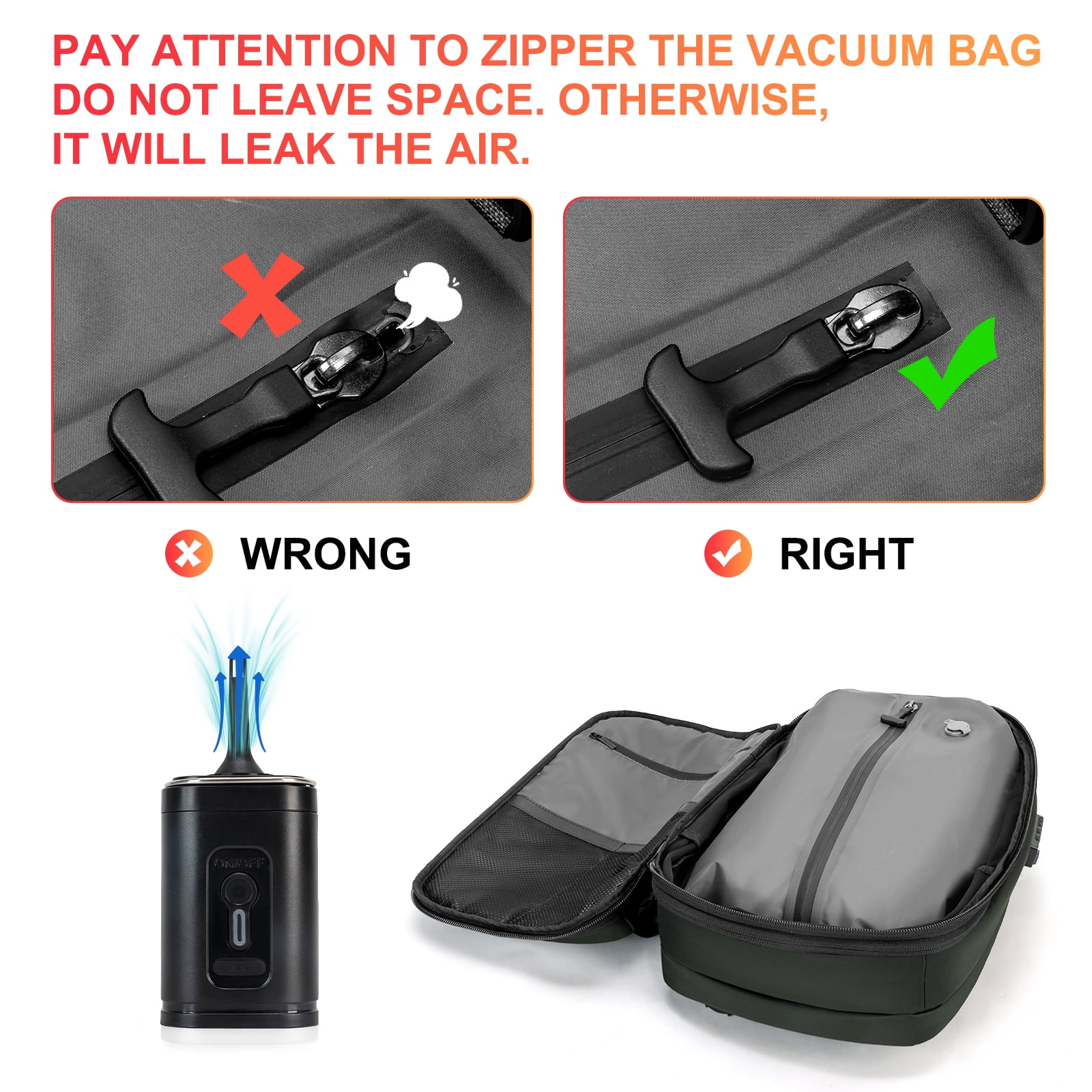 Vacuum Backpack for Travel Water Resistant , Kabaqoo 60L Expandable Vacuum Compression Bag with Electric Vacuum Pump, TSA Lock, Wet Dry Separation, Gifts