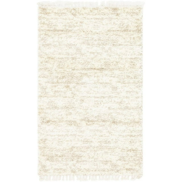 Unique Loom Hygge Shag Peluche & Tapis de Zone Confortable 5' x 8' Rectangle Ivoire/tan